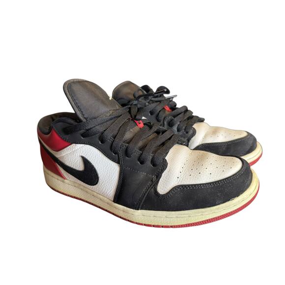 Nike Air Jordan 1 Low Black Toe Red White Retro Bred 553558-116, Men's Size 12 - Picture 3 of 10